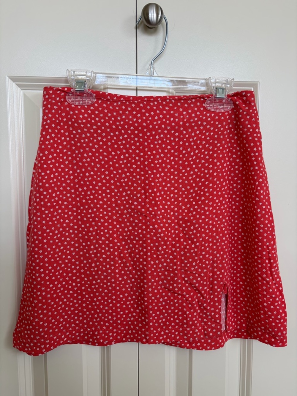 La Hearts Red Mini Skirt with White Starlet Print